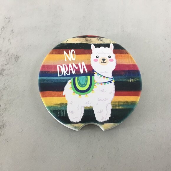 No Drama Llama Set of 2 Car Coasters - Picture 4 of 6